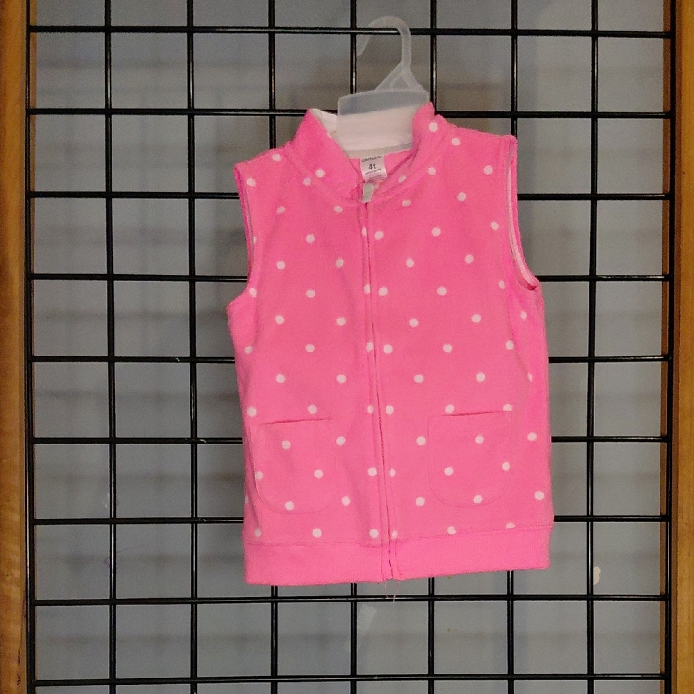 Pink Vest with White Polka Dots